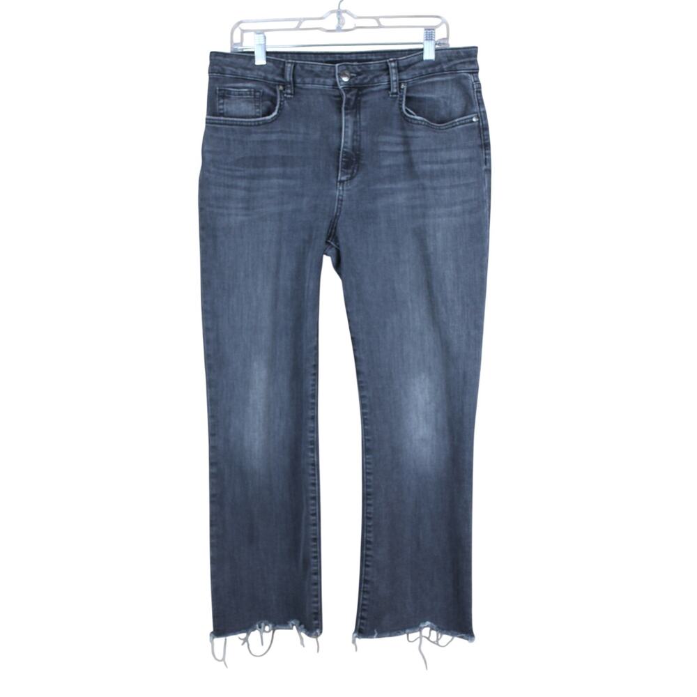 Joe's Black Wash High Rise Raw Hem Distressed Denim Jeans Pants Size 12